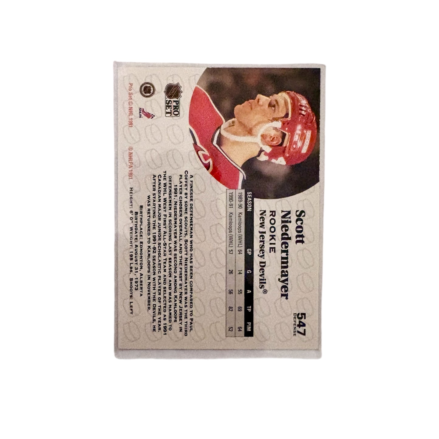 1991 PROSET Scott Neidermayer Rookie Card #547